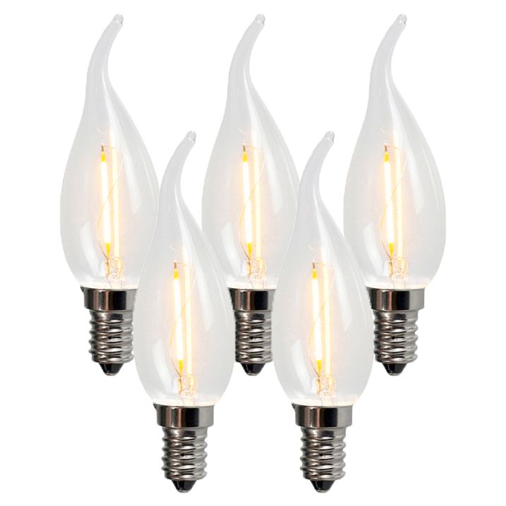 Set mit 5 E14 LED Filament Kerzenlampen BXS35 1W 100LM 2200K