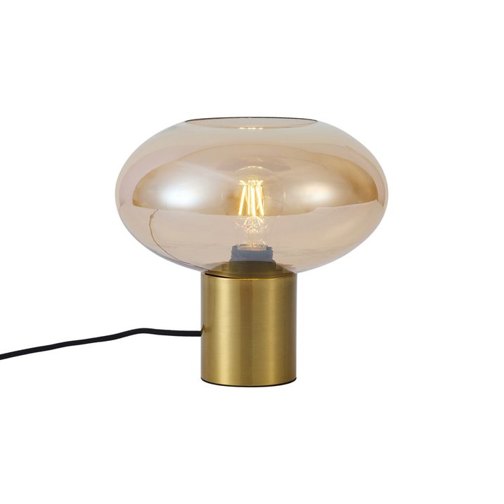 Lampă de masă de design din alamă cu sticlă culoarea chihlimbarului - Umbrella