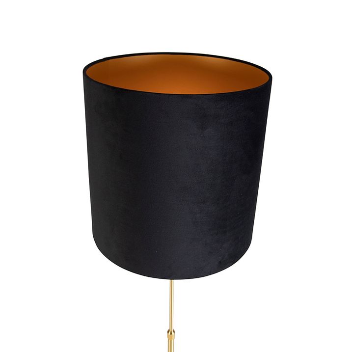 Lampadaire or/laiton avec abat-jour en velours noir 40/40 cm - Parte