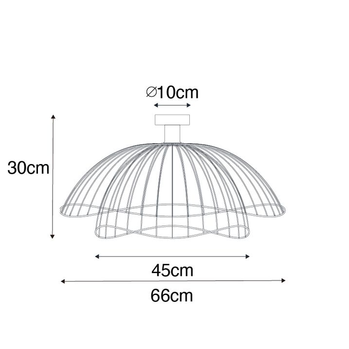 Design plafondlamp zwart met dubbel kap 66cm - Pua