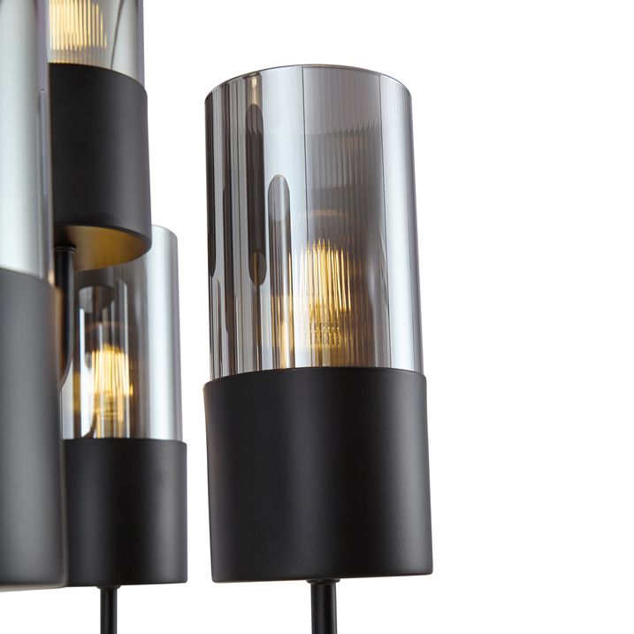 Lustre moderne noir avec verre fumé 9 lumières - Laura