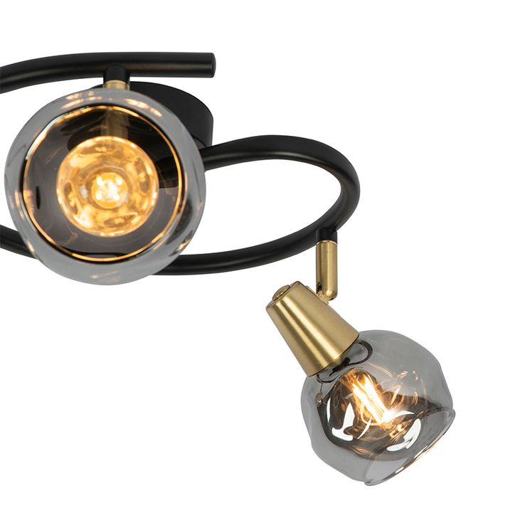 Plafoniera Art Déco vetro fumé nero 3 luci - VIDRO