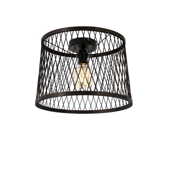 Φωτιστικό οροφής αγροτικό μαύρο rattan 40 cm IP44 - Calamus