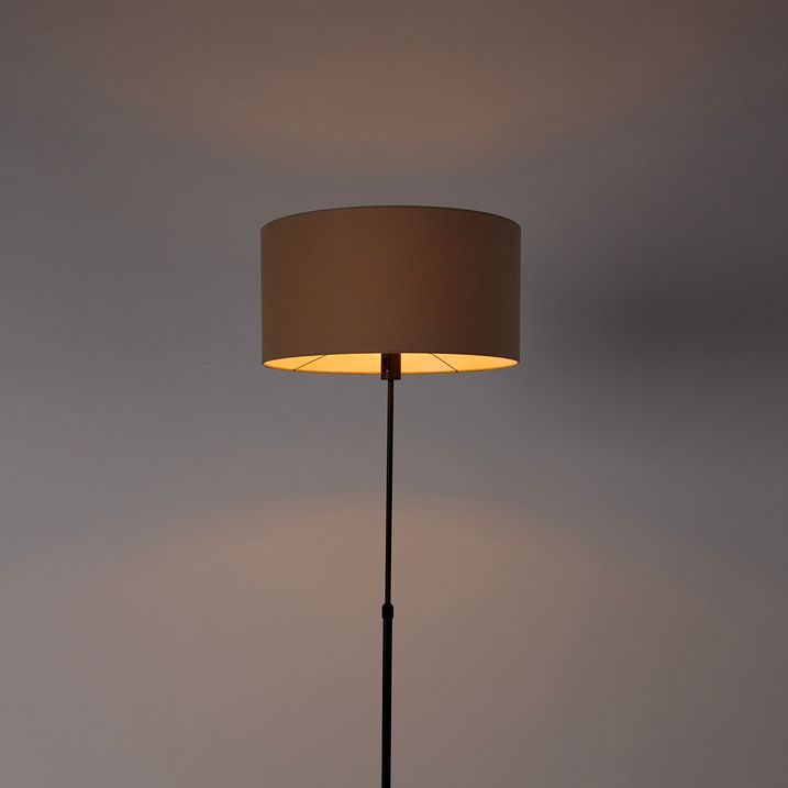 Floor Lamp Black Adjustable with Light Brown Lampshade 50 cm - Parte