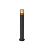 Lampada-da-esterno-a-stelo-nera-con-paralume-fumé-70-cm---Odense