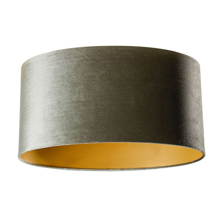 Abajur de Veludo Verde com Interior Dourado Oval 50/33/25
