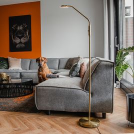 Candeeiro de pé moderno bronze com LED - Eva