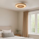 Plafondventilator hout print met ster effect 60cm incl. LED dimbaar met afstandsbediening - Climo