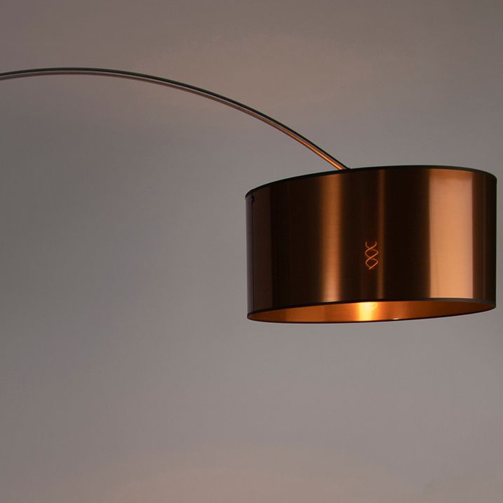 Oblouková lampa s ocelovým stínítkem měděné barvy 50 cm - XXL