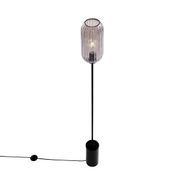 Art-Deco-podna-lampa-crna-sa-dimnim-staklom---Rid