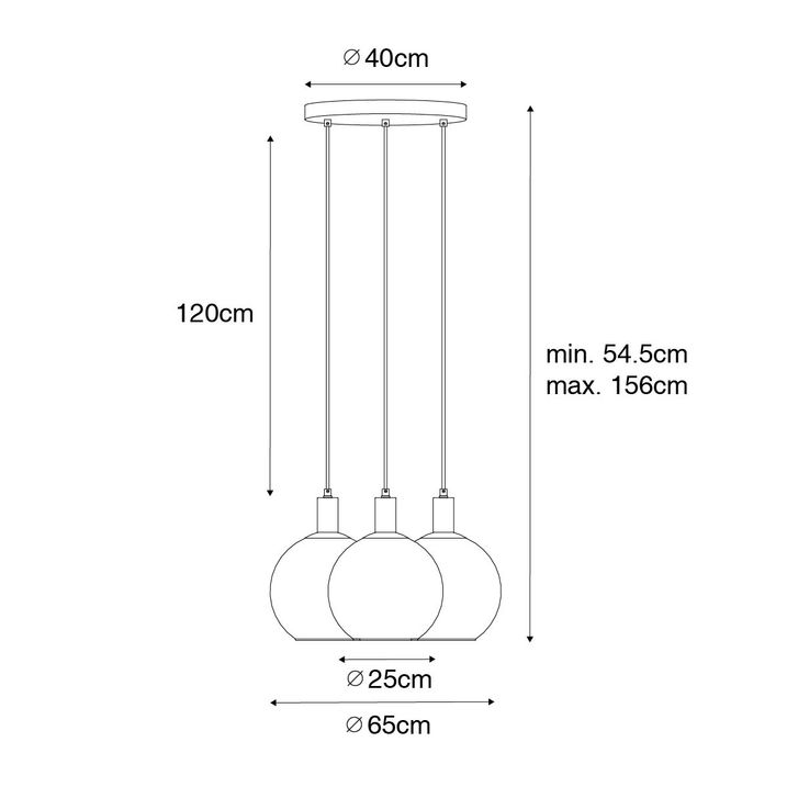 Suspension design noir avec verre doré 3 lumières - Bert