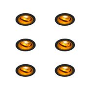 Set-of-6-Recessed-Spotlights-Round-Black-with-Gold-Rotatable-and-Tiltable---Chuck