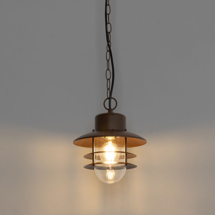 Lampada a sospensione industriale marrone ruggine IP44 - Shell