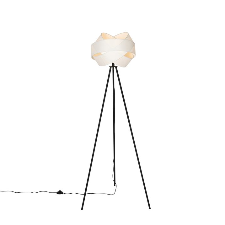 Lampadaire moderne noir avec abat-jour blanc - Cloth
