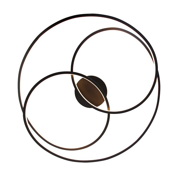Plafoniera neagră 78 cm inclusiv LED cu dimmer în 3 trepte - Rowin
