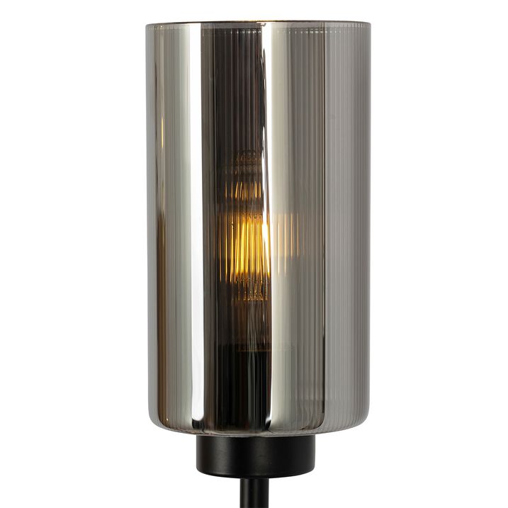 Smart vloerlamp zwart met smoke glas 2-lichts incl. 2 Wifi ST64 - Laura
