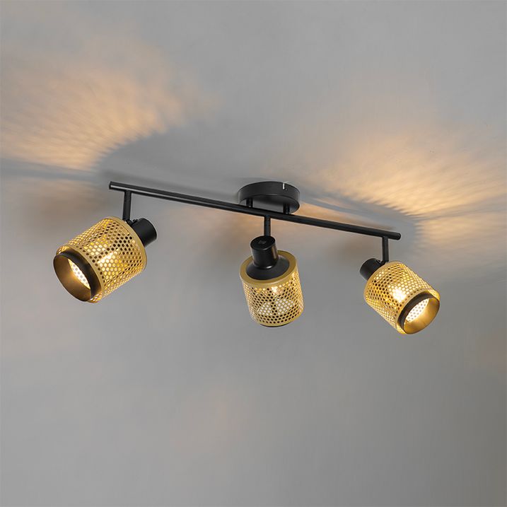 Foco industrial preto com dourado 3 luzes - Kayden