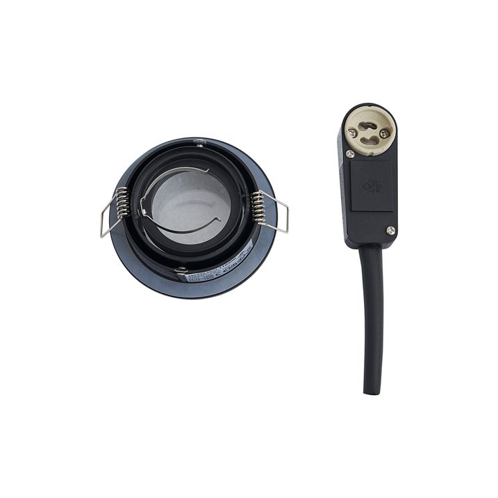 Ensemble de 6 spots encastrables modernes noirs orientables et inclinables IP44 - Chuck
