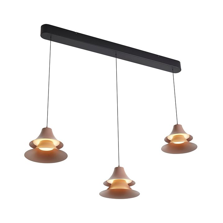 Viseća lampa crna sa moka bojom uklj. LED 3-stepenasto zatamnjivanje 3-svetla Easylift - Witch
