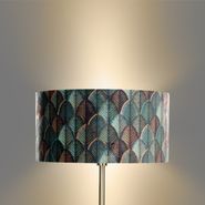 Lampadaire-en-laiton-avec-abat-jour-en-velours,-motif-feuilles-et-intérieur-doré-50/50/25---Simplo
