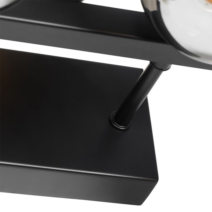 Moderní nástěnná lampa černá s kouřovým sklem 5-světlo - Bianca