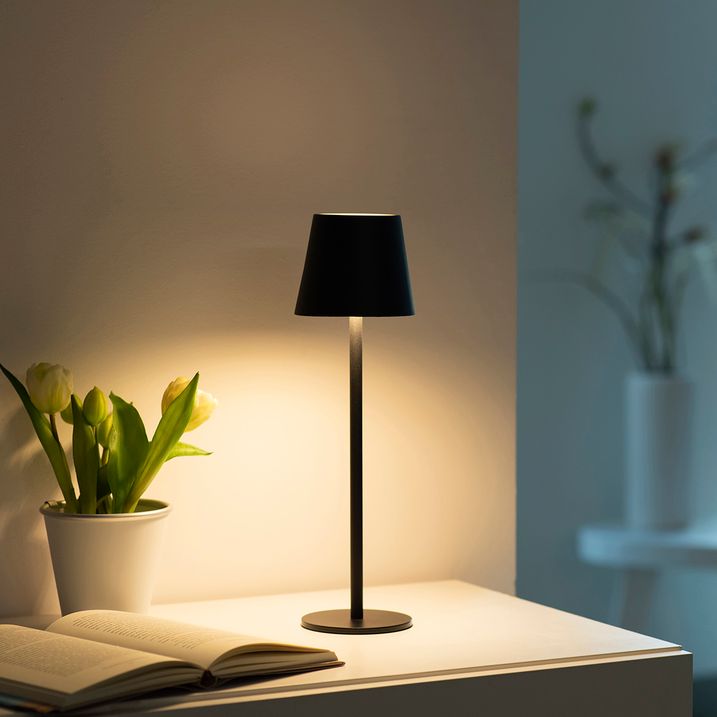 Lampa stołowa czarna z wbudowanym ściemniaczem i ładowaniem LED IP54 - Murdock