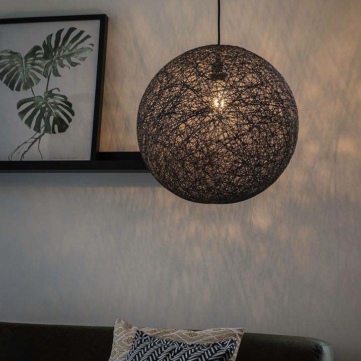Dizajnerska viseča svetilka črna sfera 45cm - Corda