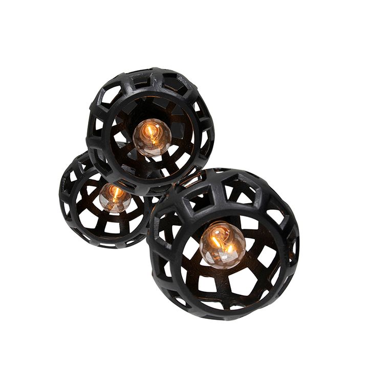 Suspension industrielle noire ronde 3 lumières - Bobby