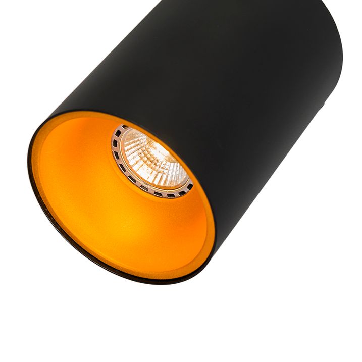 4 moderno prožektoru komplekts melnā krāsā ar zeltu GU10 50mm - Deep