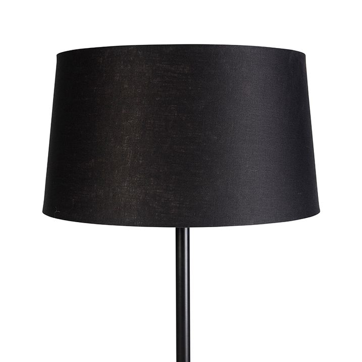 Grīdas lampa melna ar lina abažūru melna 45 cm - Simplo