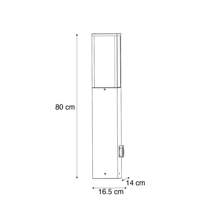 Moderna spoljna podna lampa crna 80cm sa utičnicom IP44 - Charlois
