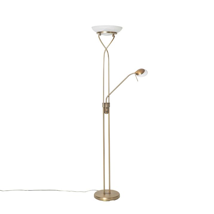 Lampă de podea bronz incl. LED și dimmer cu lampă de citit - Empoli
