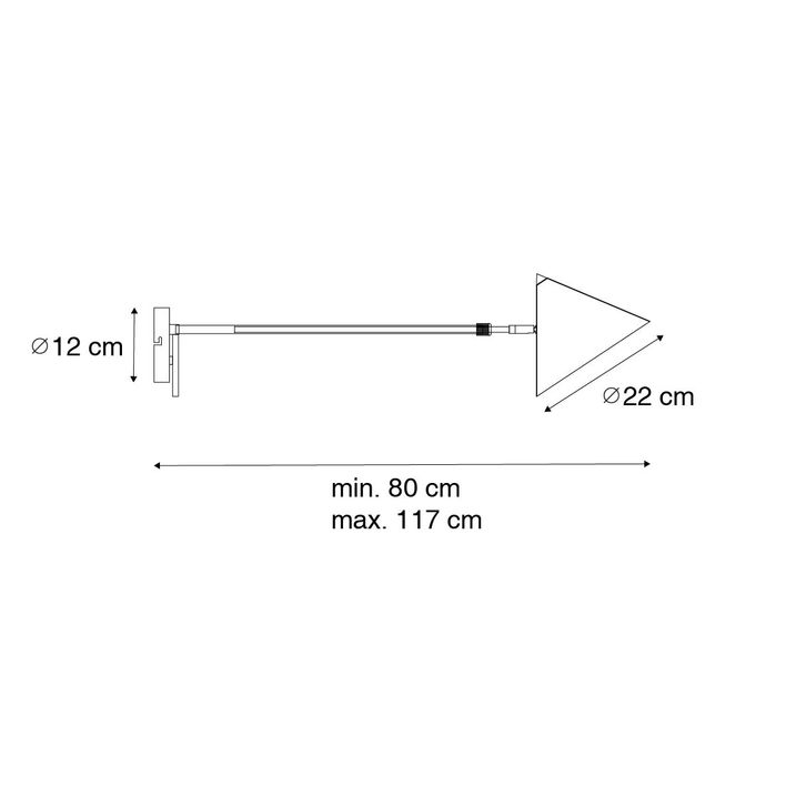Lampa de perete de design neagră reglabilă - Triangolo