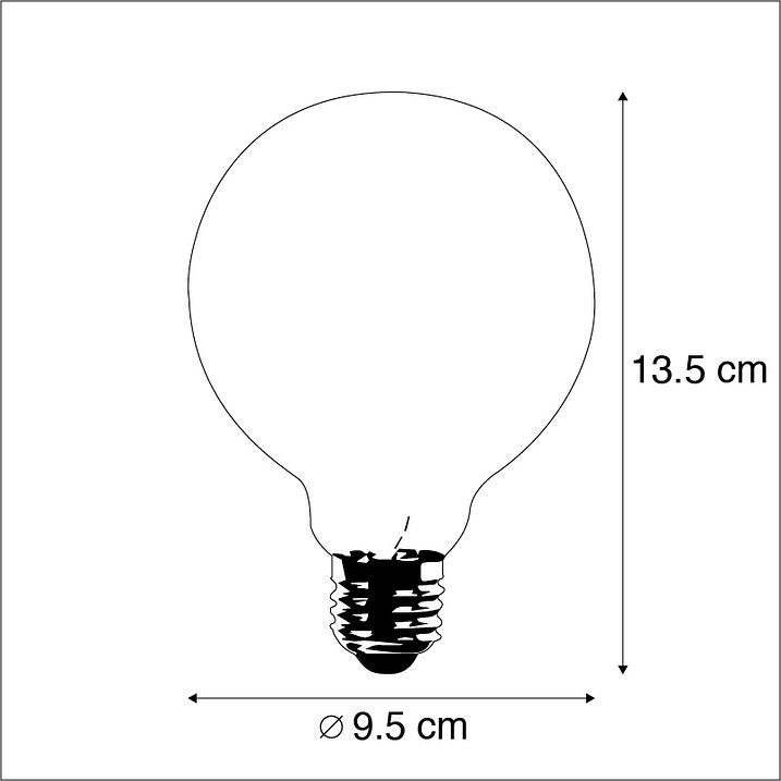 Lâmpada LED filamento torcido E27 G95 transparente 5W 400lm 2200K