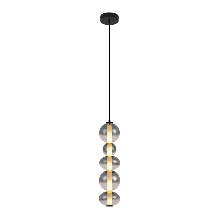 Lampă suspendată Art Deco neagră cu sticlă fumurie și transparentă 5 lumini incl. LED - Lizzy