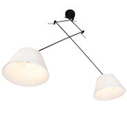 Lampa-wisząca-czarna-z-plisowanymi-abażurami-kremowymi-35-cm-2-światła---Blitz