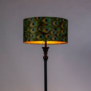 Stehleuchte-schwarz-mit-Samtlampenschirm-Pfauengold-50-cm---Classico