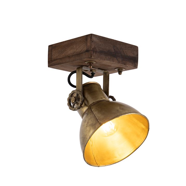 Spot de plafond intelligent bronze avec bois 18 cm incl. WiFi A60 - Mangoes