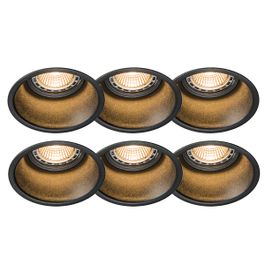 Set van 6 moderne inbouwspots zwart - Dept