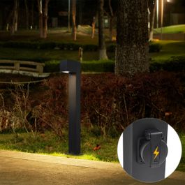 Modernus lauko grindų šviestuvas juodas 65 cm su lizdu IP44 - Baleno