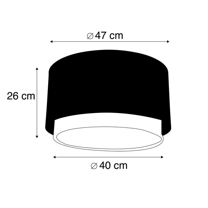 Abajur de tecido preto 40/47/26 com interior dourado