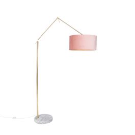Moderna stoječa svetilka z zlatim žametnim odtenkom roza 50 cm - Editor