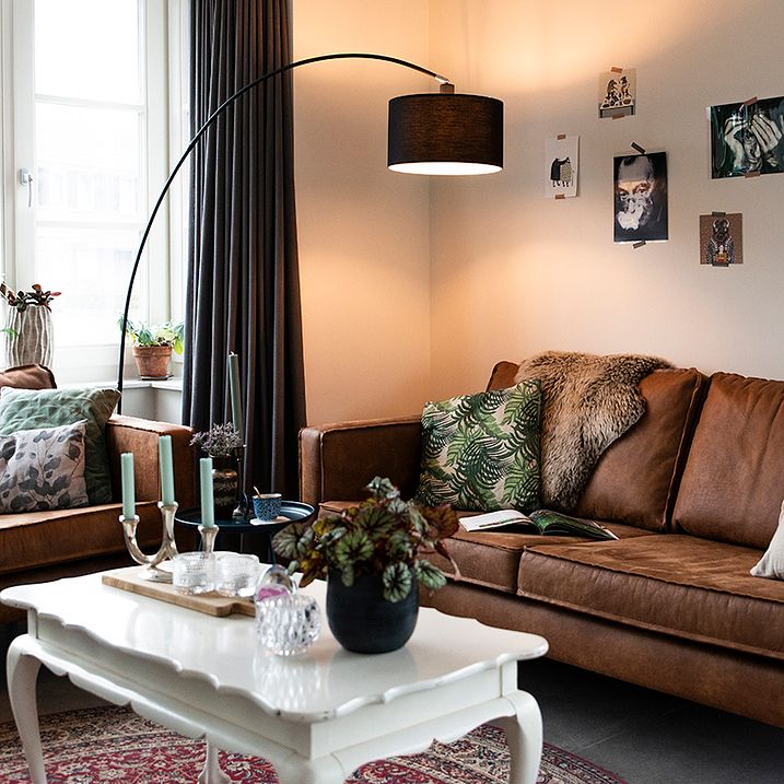 Moderna lučna lampa crna sa sjenilom - Vinossa