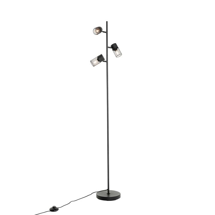 Industrial Floor Lamp Black 3-Light - Jim