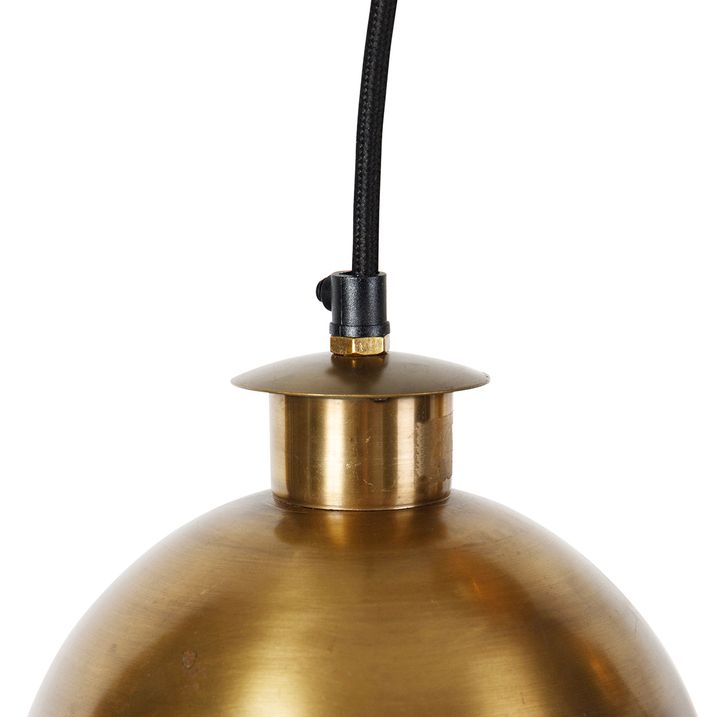 Candeeiro de suspensão industrial bronze com madeira 5 luzes - Haicha