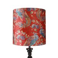 Lampadaire-noir-avec-abat-jour-paon-rouge-40-cm---Classico