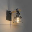 Industrielle-Wandleuchte-dunkelgrau-mit-Holz-verstellbar---Arthur