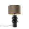 Designerska lampa stołowa z abażurem z czarnego weluru w kolorze taupe ze złotem 35 cm - Alisia