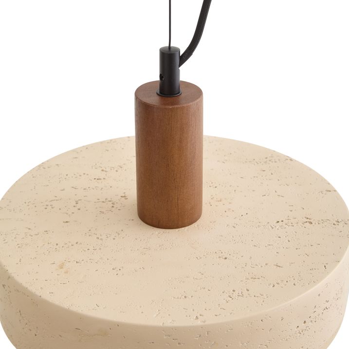Japandi hanglamp walnoot hout met beige kap 30cm - Henge