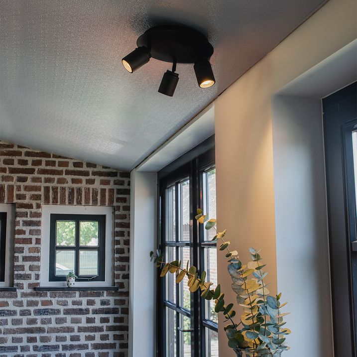 Moderner Badezimmer-Strahler schwarz 3-Licht IP44 - Ducha